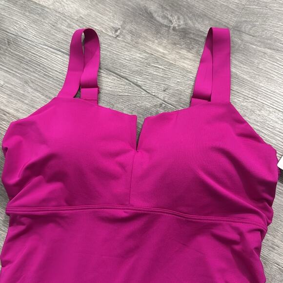 NWT Athleta Square Neck V Bra Cup Tankini Top "Electric Fuschia" Pink 34 D/DD - Picture 3 of 9